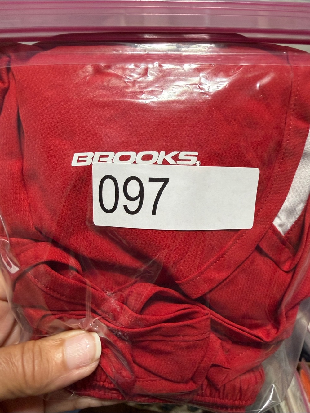 Brooks Women's Red Athletic Shorts with White Accents
